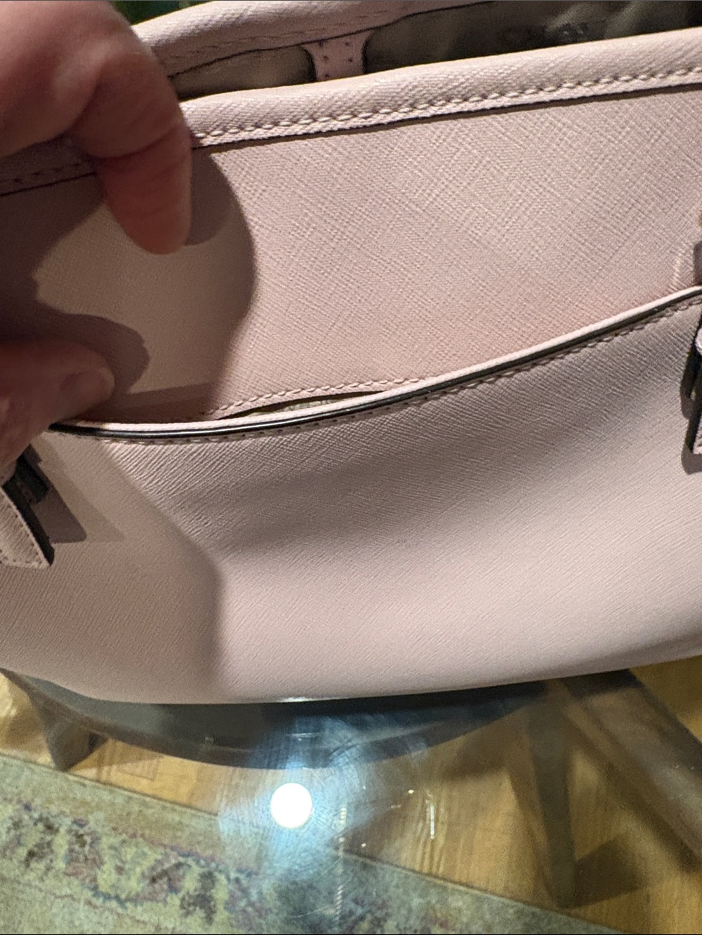 Michael Kors Pale Pink Saffiano Leather Tote with MK Charm - Picture 6 of 9
